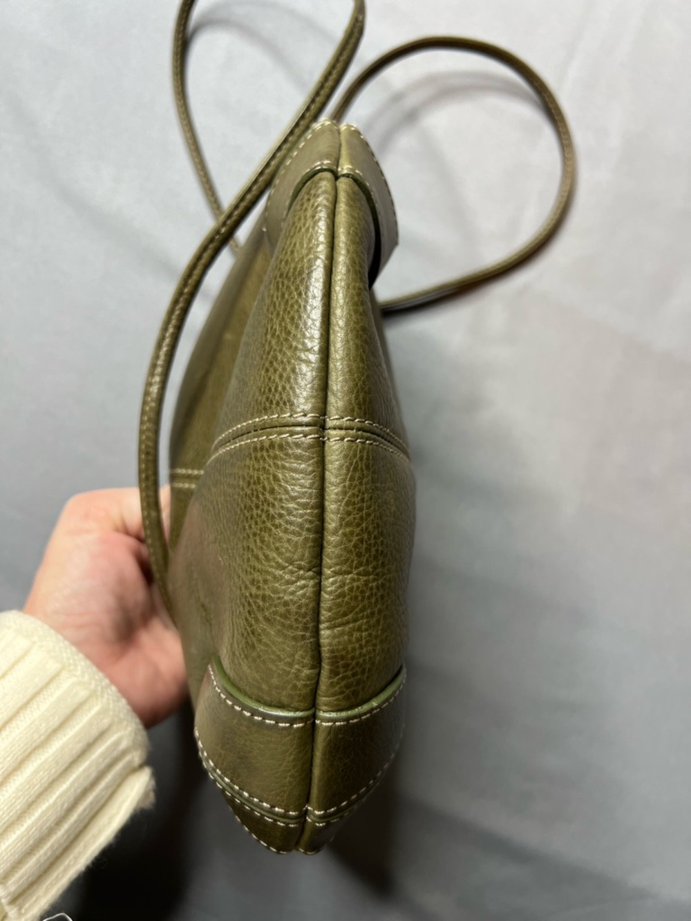 Olive Green Leather Crossbody Bag - Women's Shoulder Purse - Picture 7 of 10